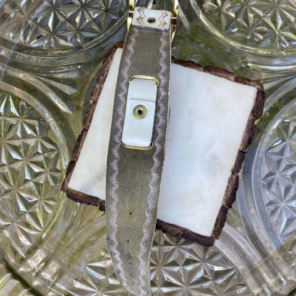 Lucerne Watch White Leather Strap Gold Tone Dial Vintage Date Display Manual - Picture 8 of 15